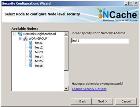 NCache configuration de sécurité