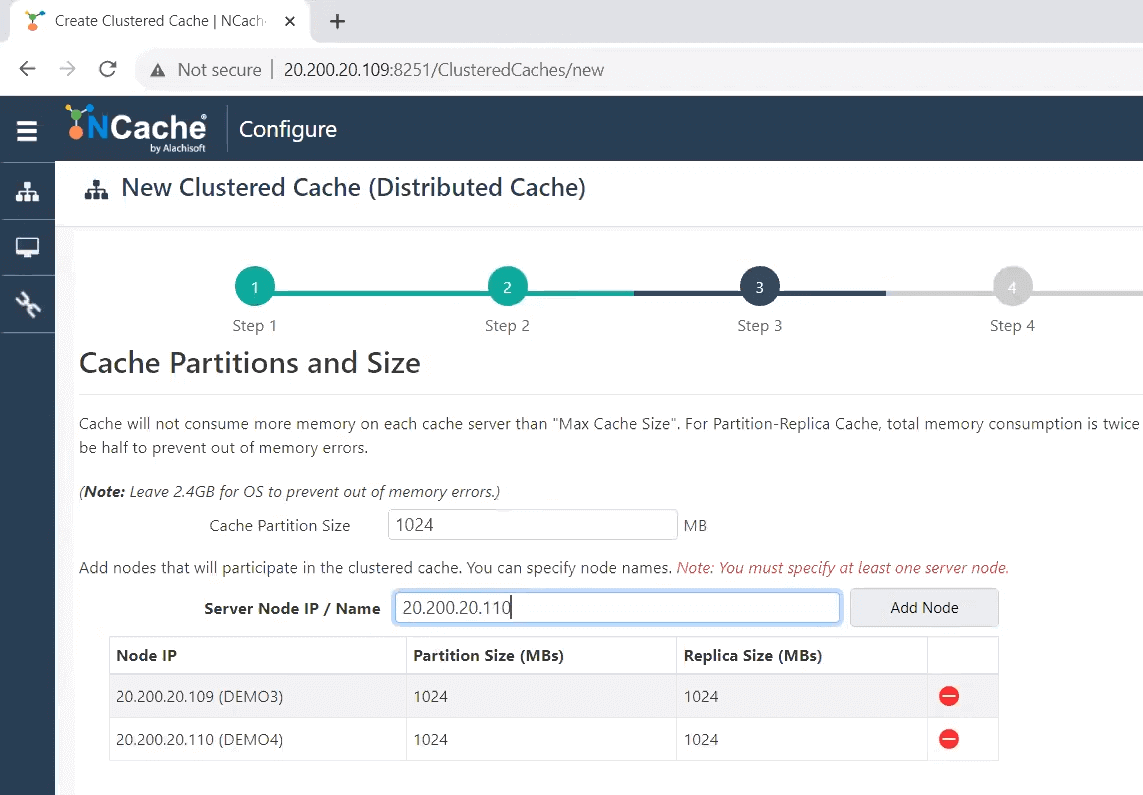 Set Cache Partitions and Size
