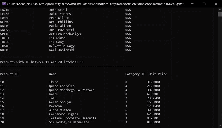 Sample App Results