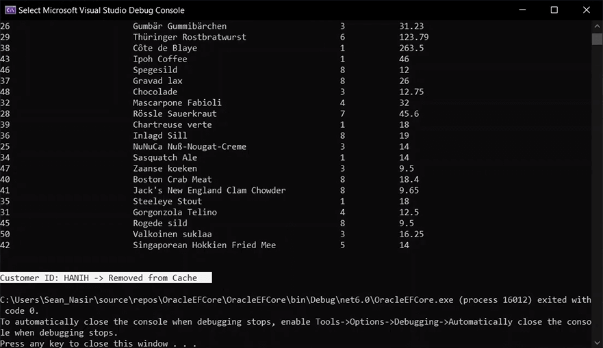 Kunde aus dem Cache entfernt