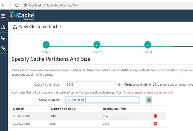 Specify Cache Partition and Size