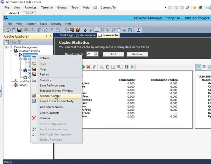 Aprire il cluster di monitoraggio